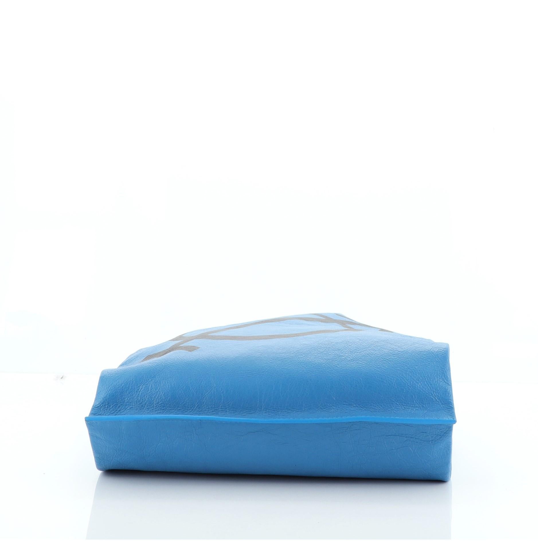 Bedruckte Ledertasche für den Supermarkt von Balenciaga in Blau im Zustand „Gut“ in Irvine, CA