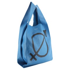 Balenciaga Supermarket Shopper Bag Printed Leather Small Blue