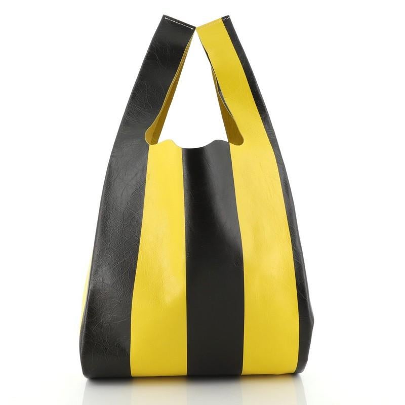 Balenciaga Supermarket Shopper Bag Striped Leather Medium In Good Condition In NY, NY