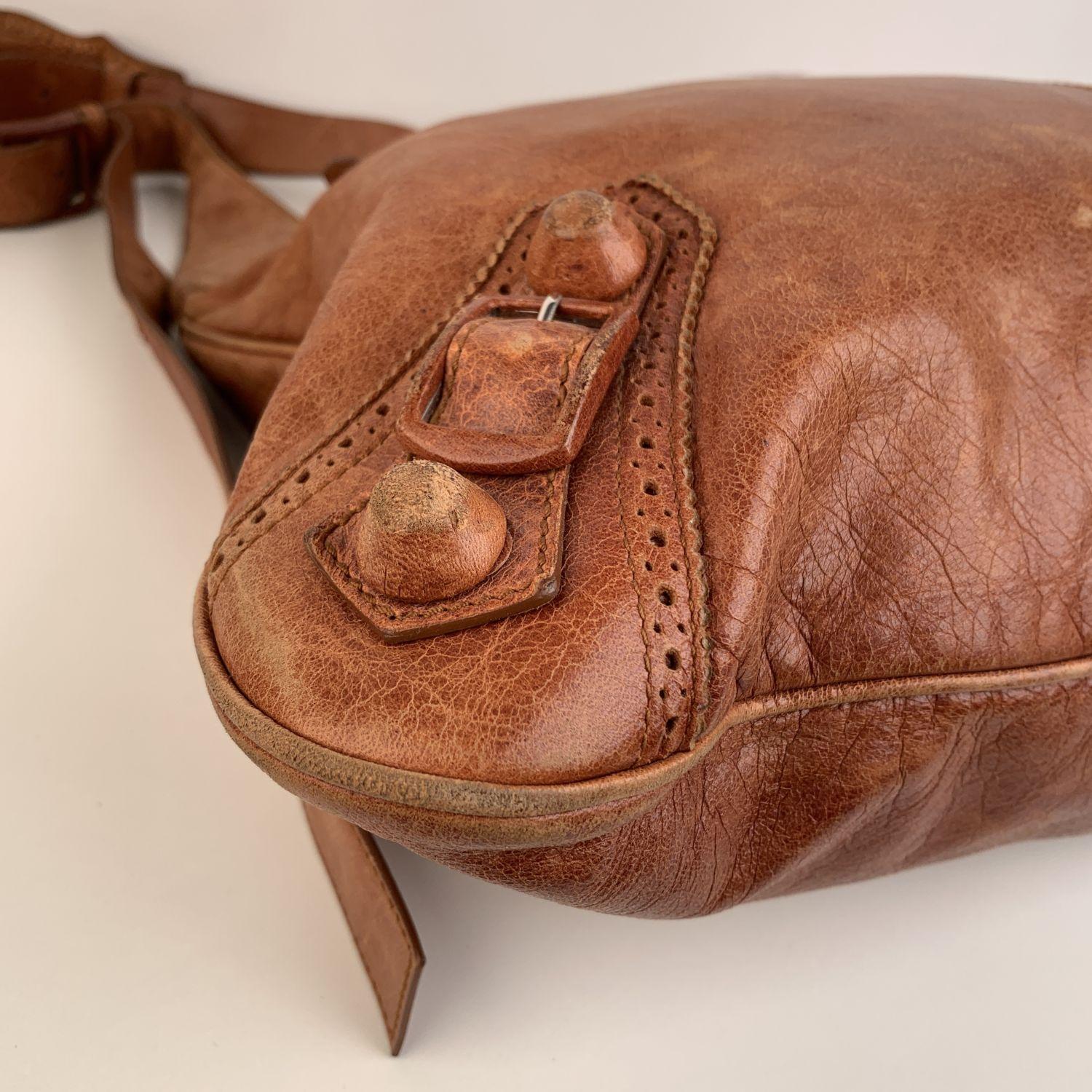 Women's Balenciaga Tan Brogue Perforated Leather Giant Besace Hobo Bag