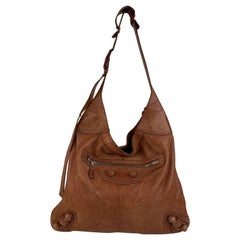 Balenciaga Tan Brogue Perforated Leather Giant Besace Hobo Bag