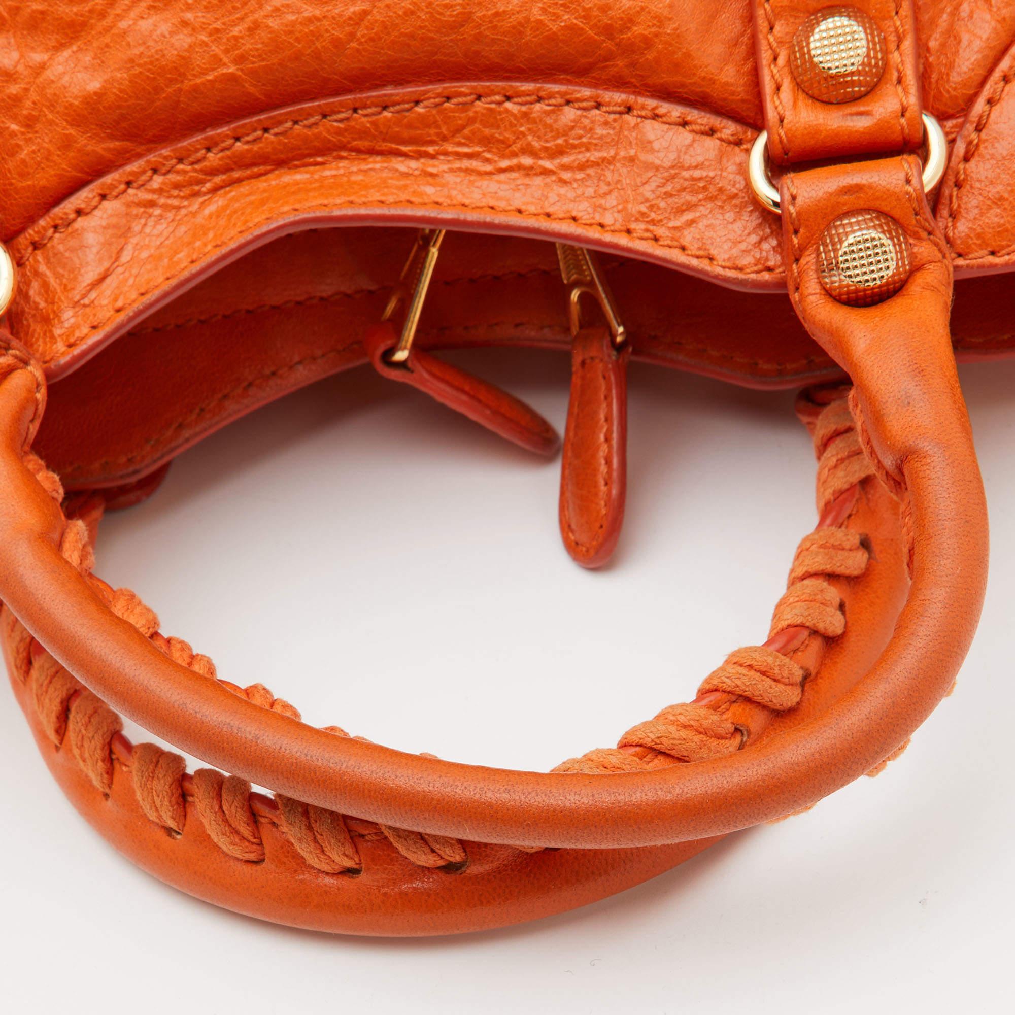 Balenciaga Tangerine Leather Mini RH City Bag 6