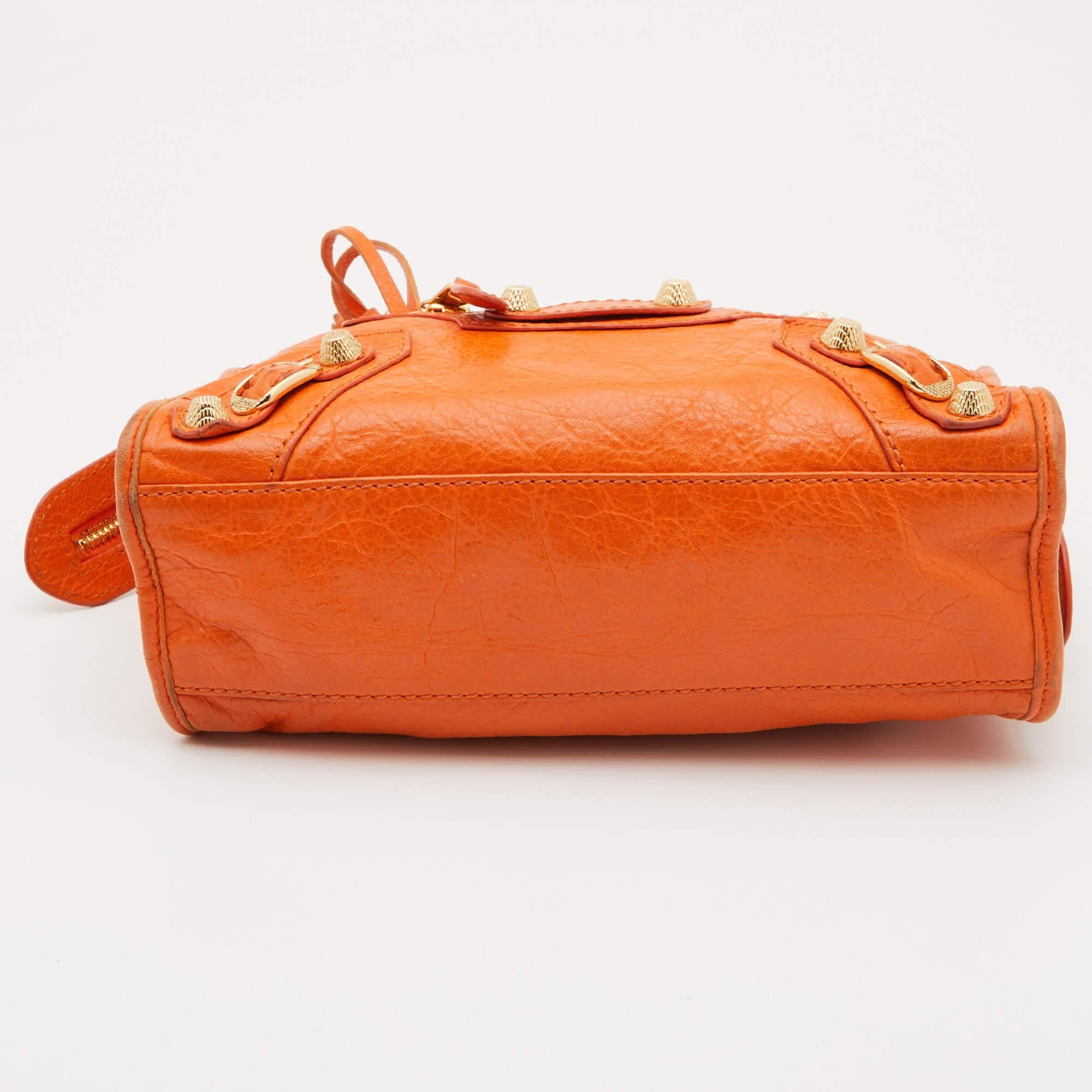 Balenciaga Tangerine Leather Mini RH City Bag 1