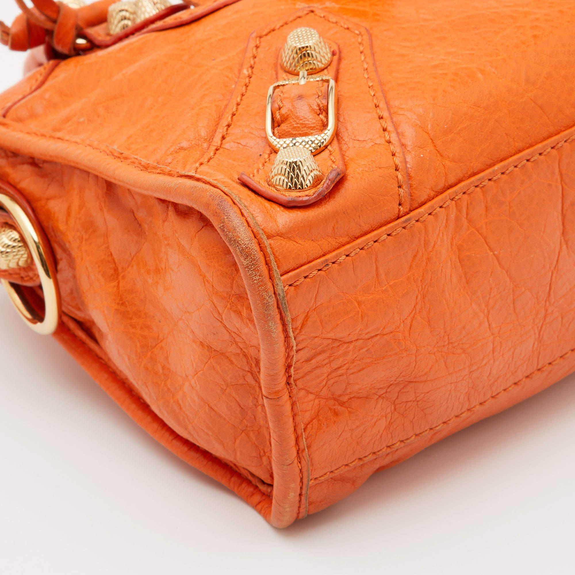 Balenciaga Tangerine Leather Mini RH City Bag 2