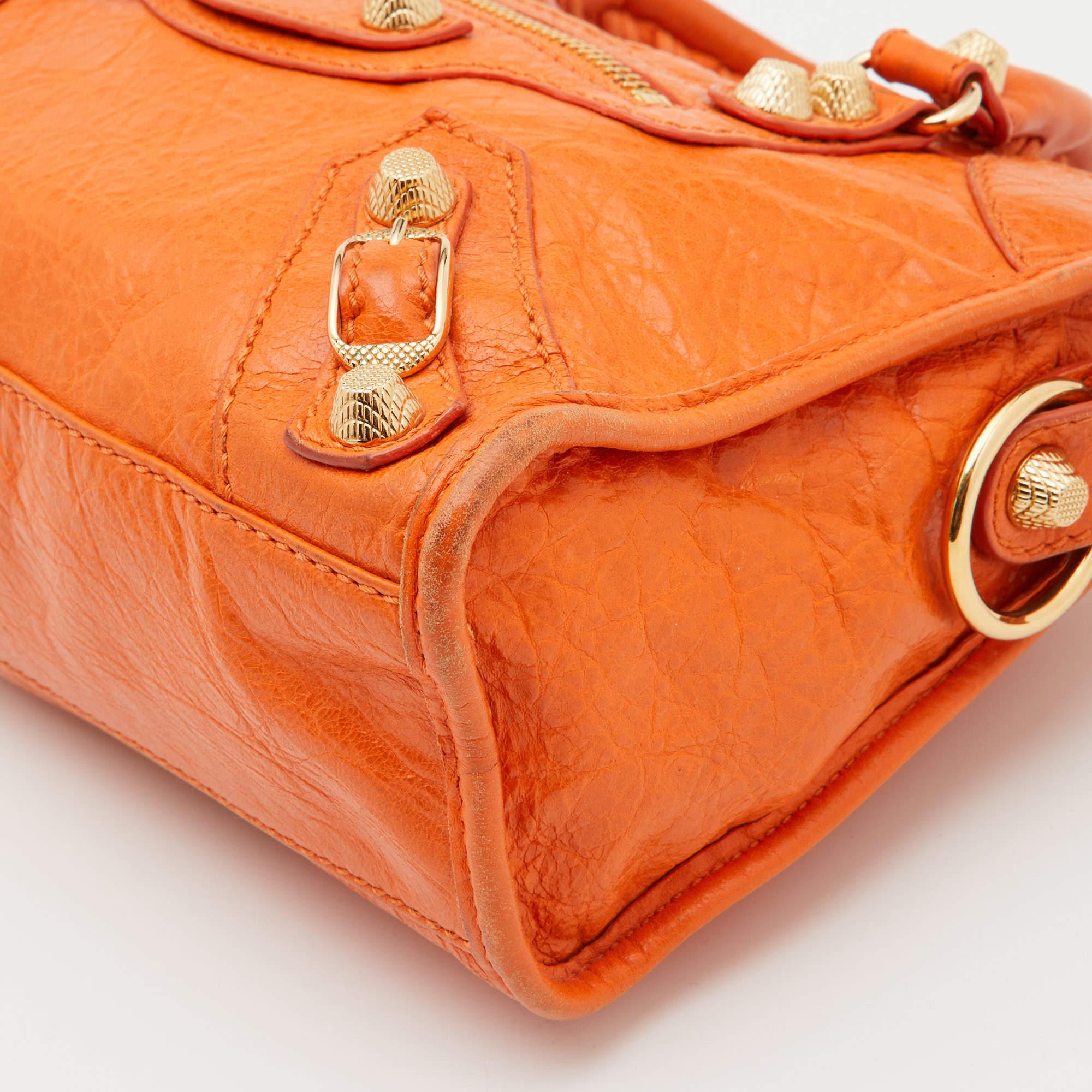 Balenciaga Tangerine Leather Mini RH City Bag 3