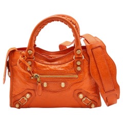 Balenciaga Tangerine Leather Mini RH City Bag