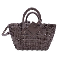 Balenciaga Taupe Woven Bistro Basket Tote Handbag Shoulder Bag