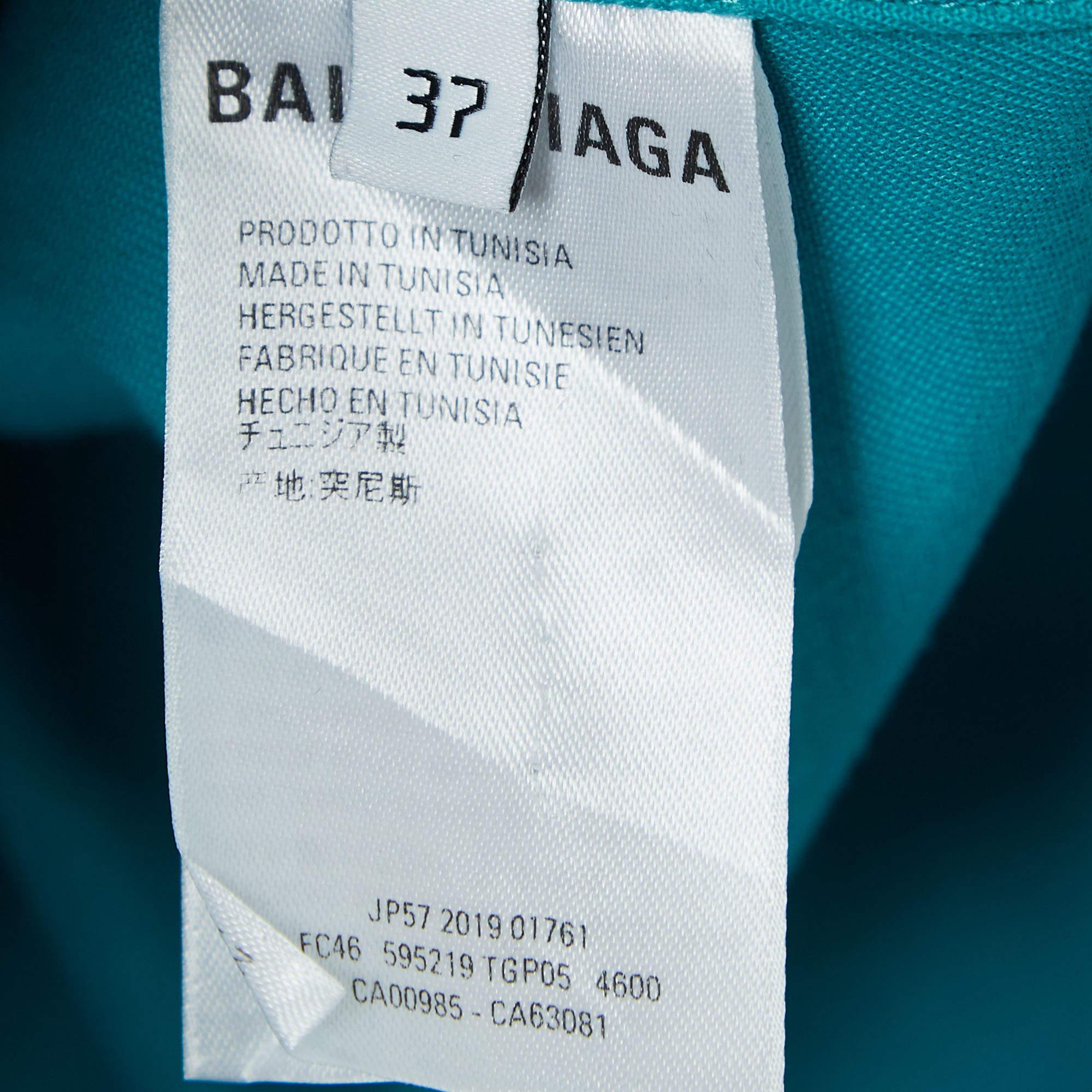 Balenciaga Übergroßes Hemd aus Baumwolle in Blaugrün in Übergröße XS Herren im Angebot