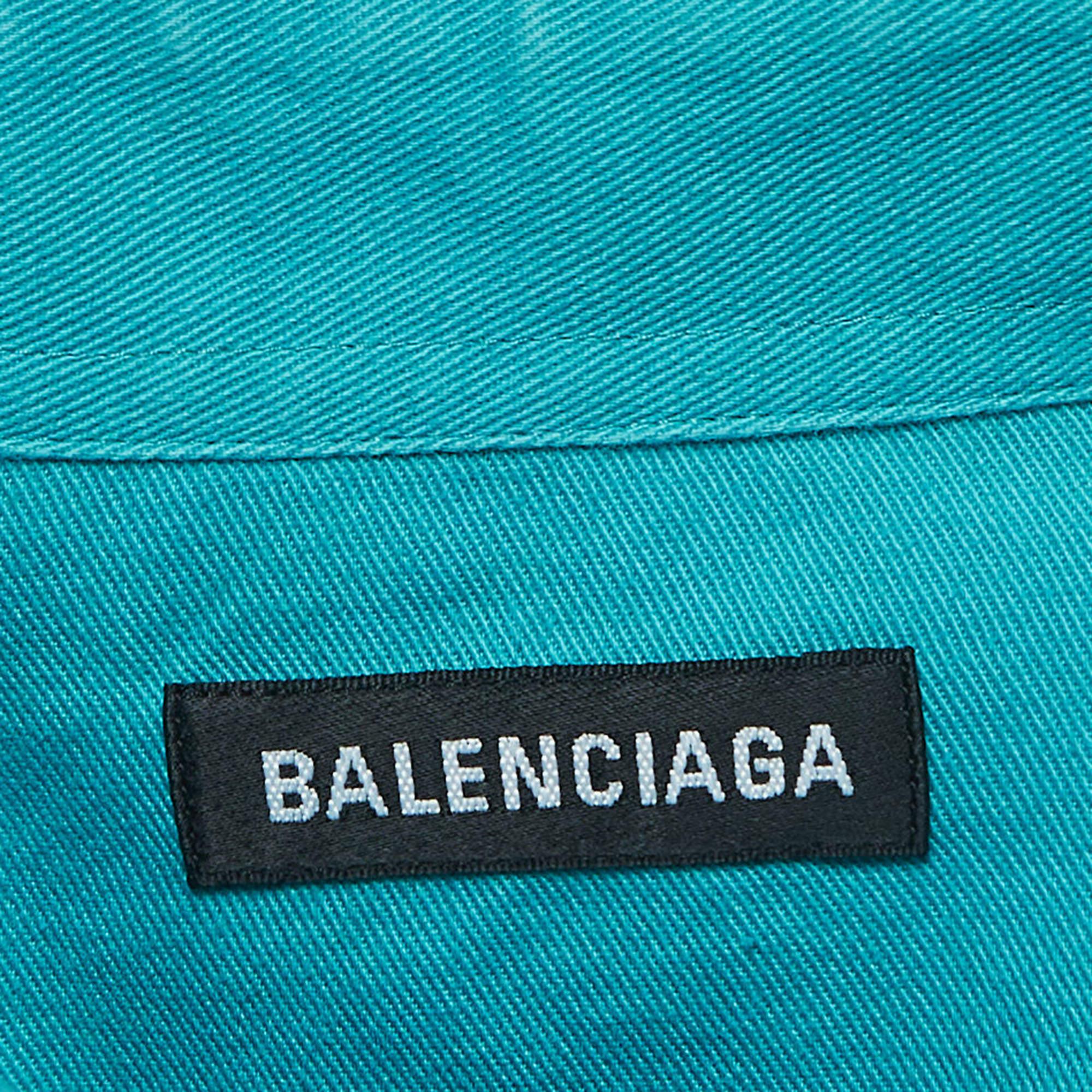 Balenciaga Übergroßes Hemd aus Baumwolle in Blaugrün in Übergröße XS im Angebot 2