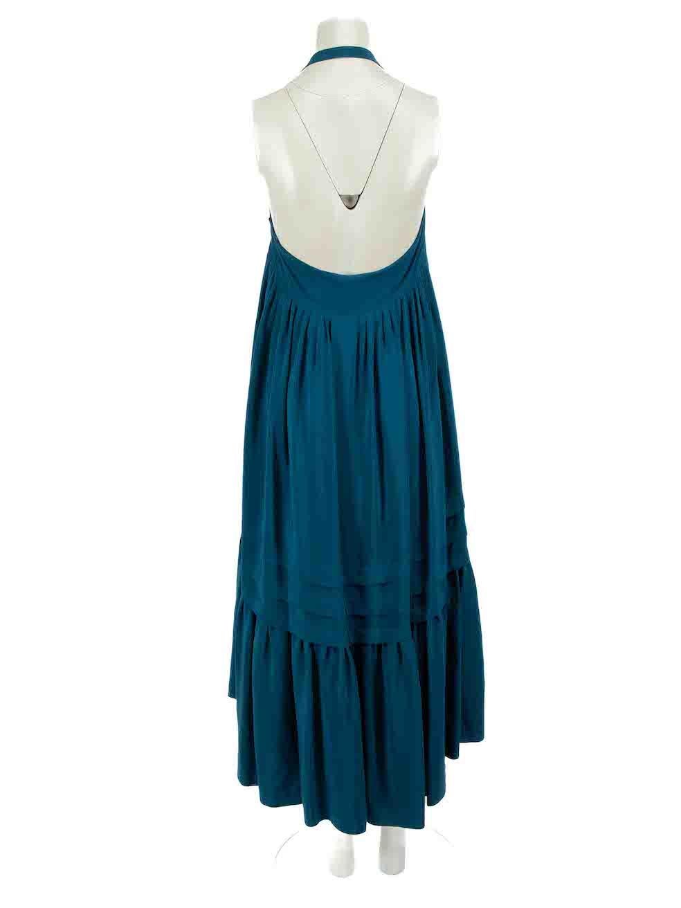 Blue Balenciaga Teal Silk Pleated Maxi Dress Size M