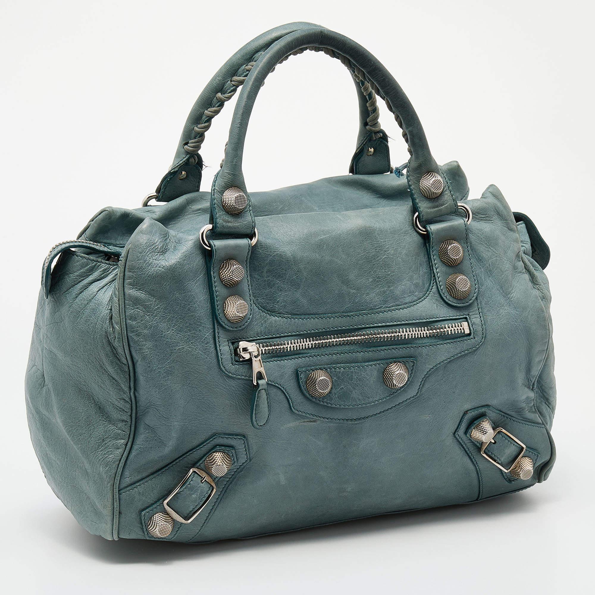 Gray Balenciaga Tempete Leather GSH Midday Bag