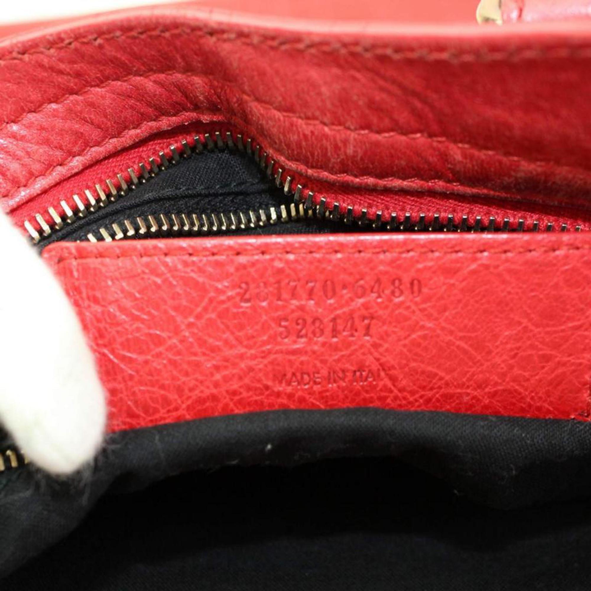 Balenciaga The City 2way 866491 Red Leather Shoulder Bag In Good Condition For Sale In Forest Hills, NY