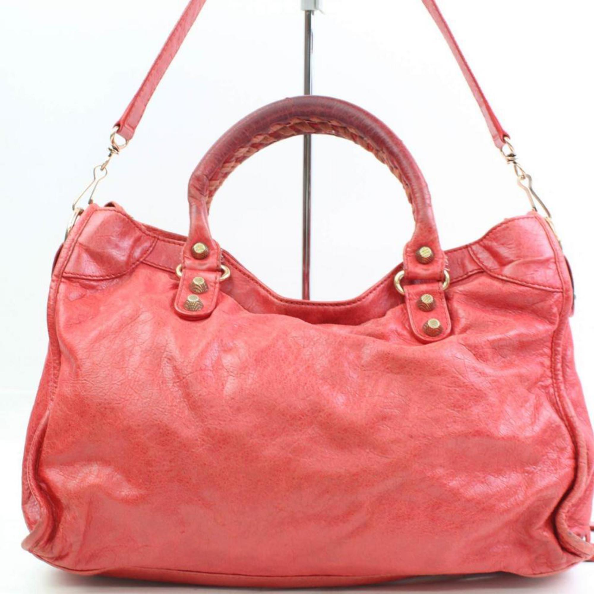 Balenciaga The City 2way 866491 Red Leather Shoulder Bag For Sale 2
