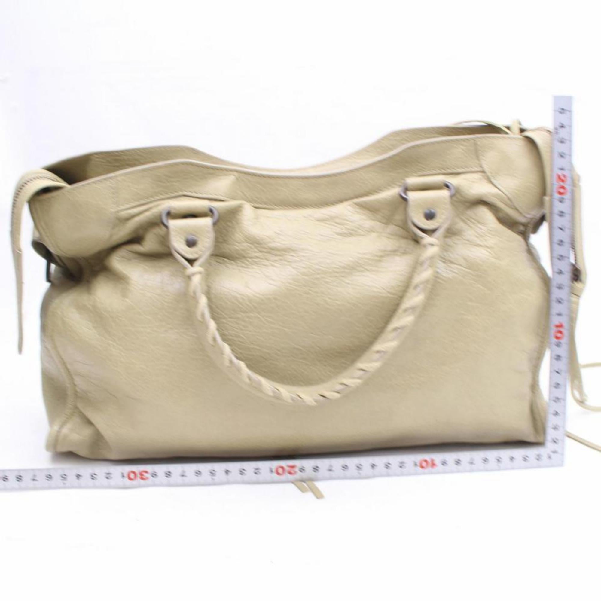 Balenciaga The City 2way 869864 Beige Leather Satchel For Sale 2
