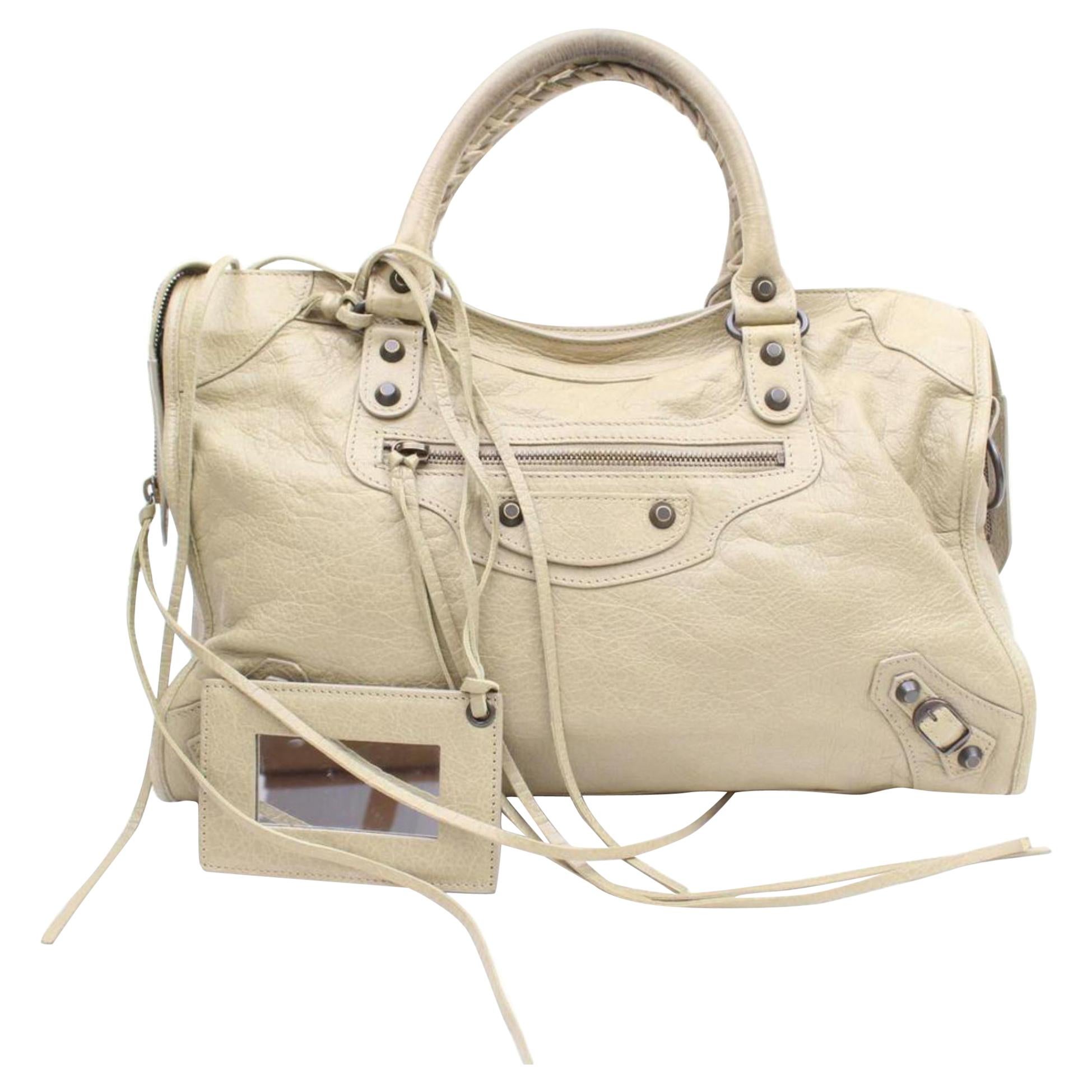 Balenciaga The City 2way 869864 Beige Leather Satchel For Sale