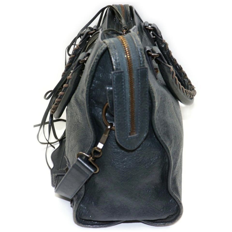 Balenciaga The City 2way Charcoal 872610 Gray Leather Shoulder Bag 1