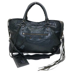 Balenciaga The City 2way Charcoal 872610 Gray Leather Shoulder Bag
