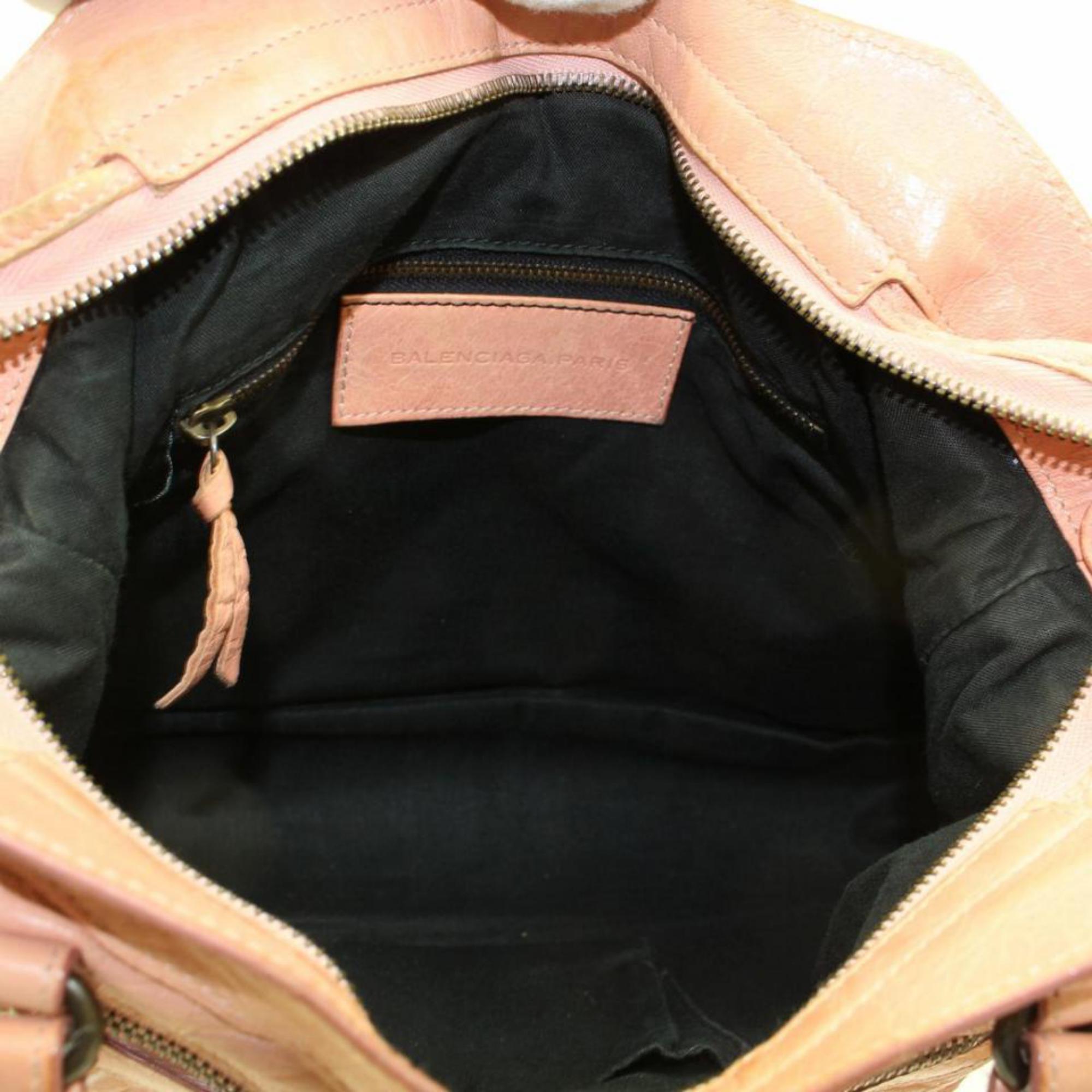 Balenciaga The Town 2way 865676 Pink Leather Shoulder Bag In Good Condition For Sale In Forest Hills, NY