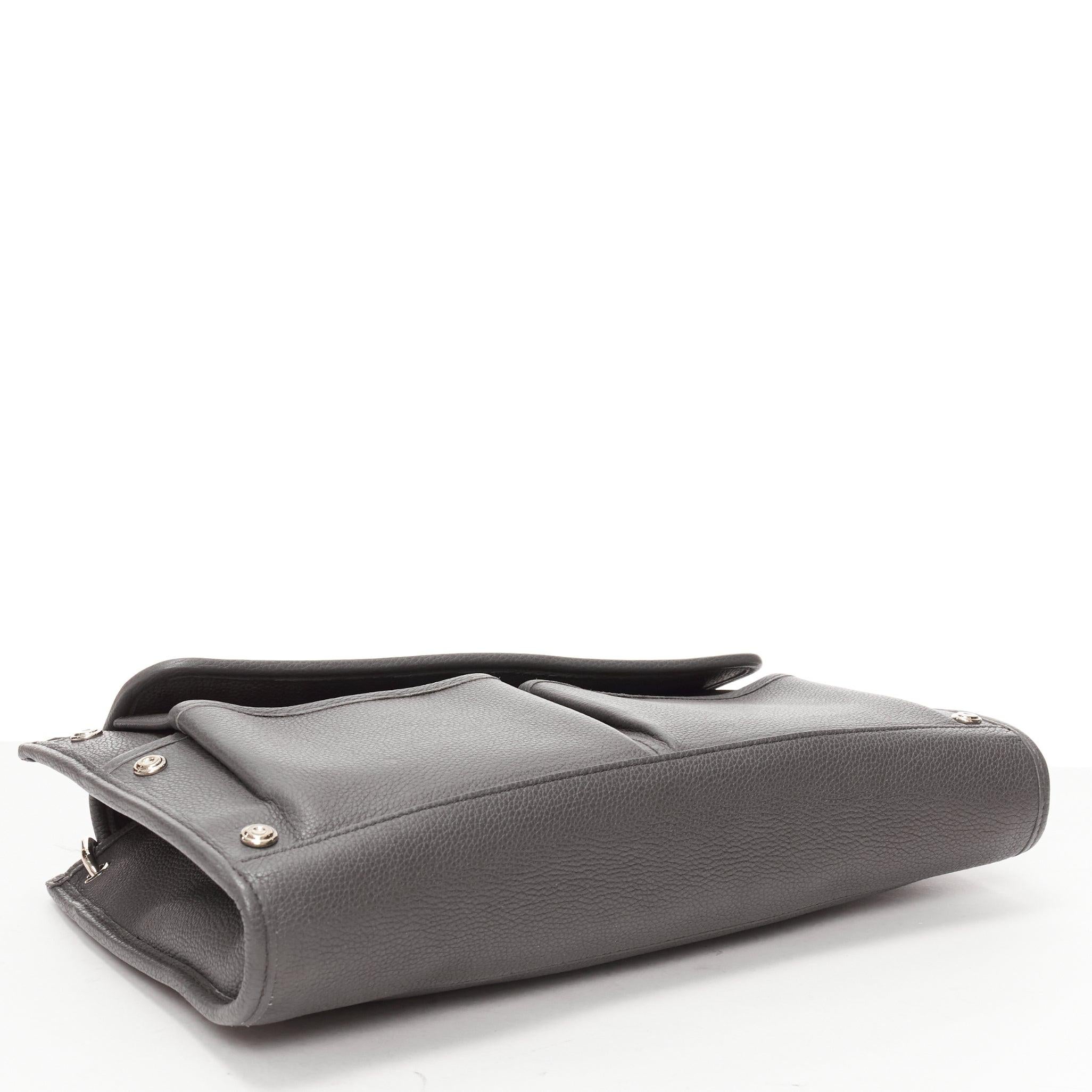 BALENCIAGA Tool grey leather double pocket flap crossbody clutch bag 1