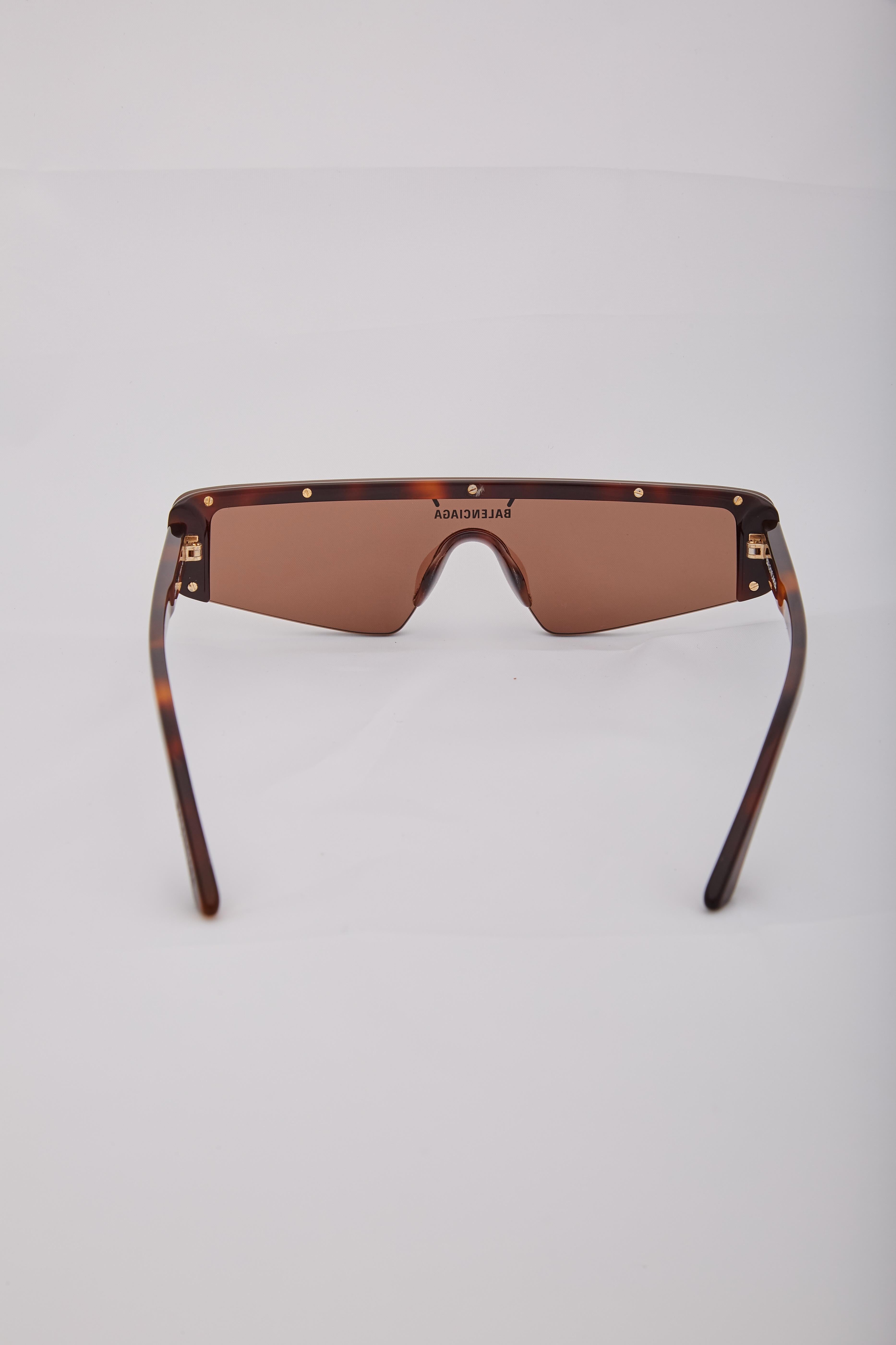 Balenciaga Tortoise Ski Rectangle Sunglasses For Sale 1