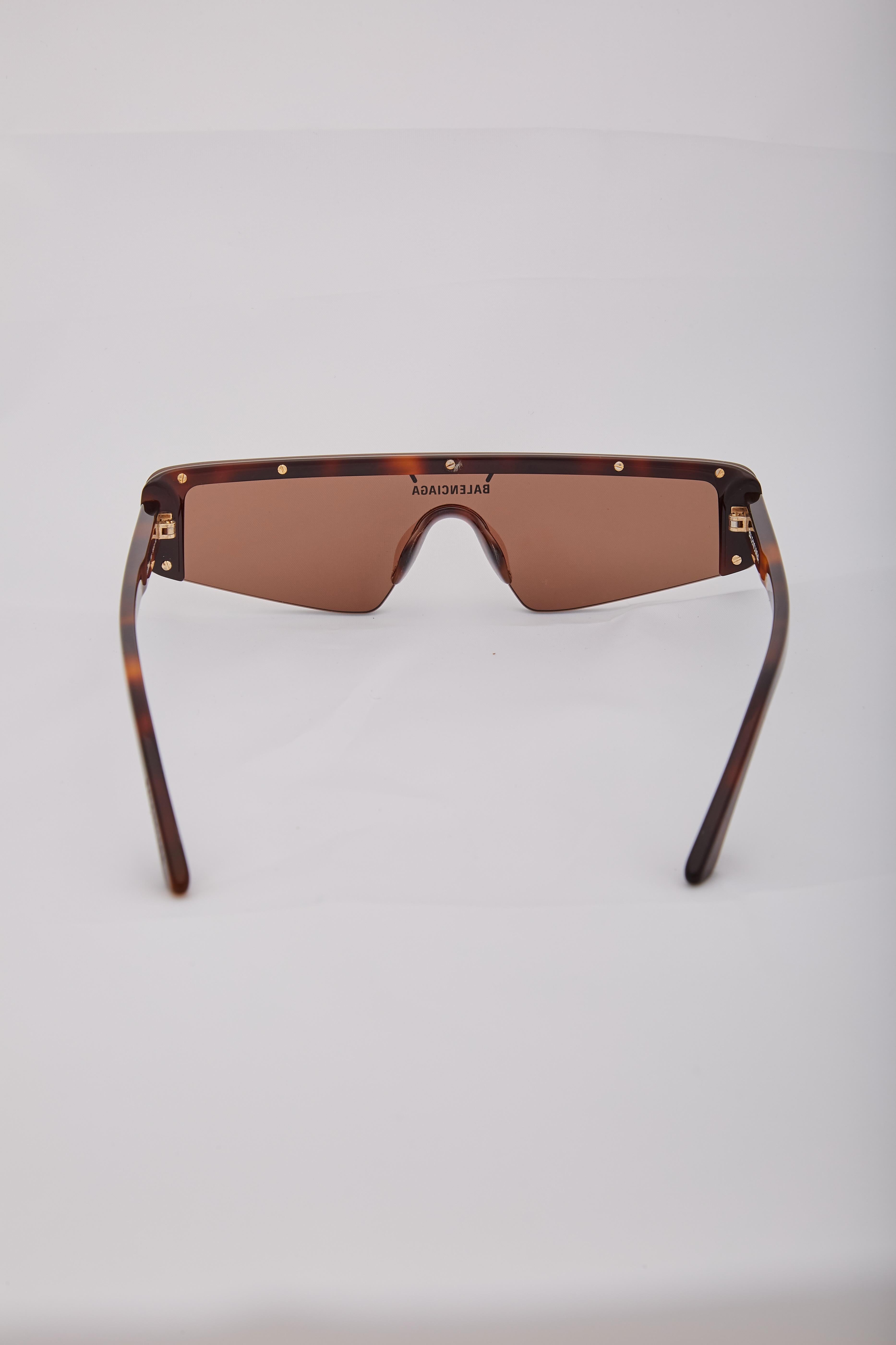 Balenciaga Tortoise Ski Rectangle Sunglasses For Sale 2