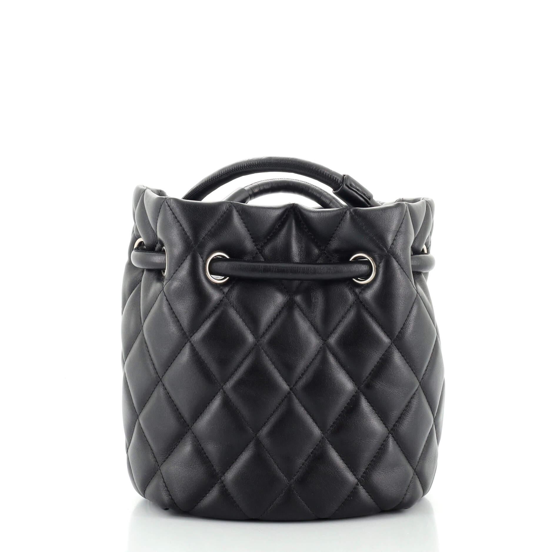 Black Balenciaga Touch B. Bucket Bag Quilted Leather Small