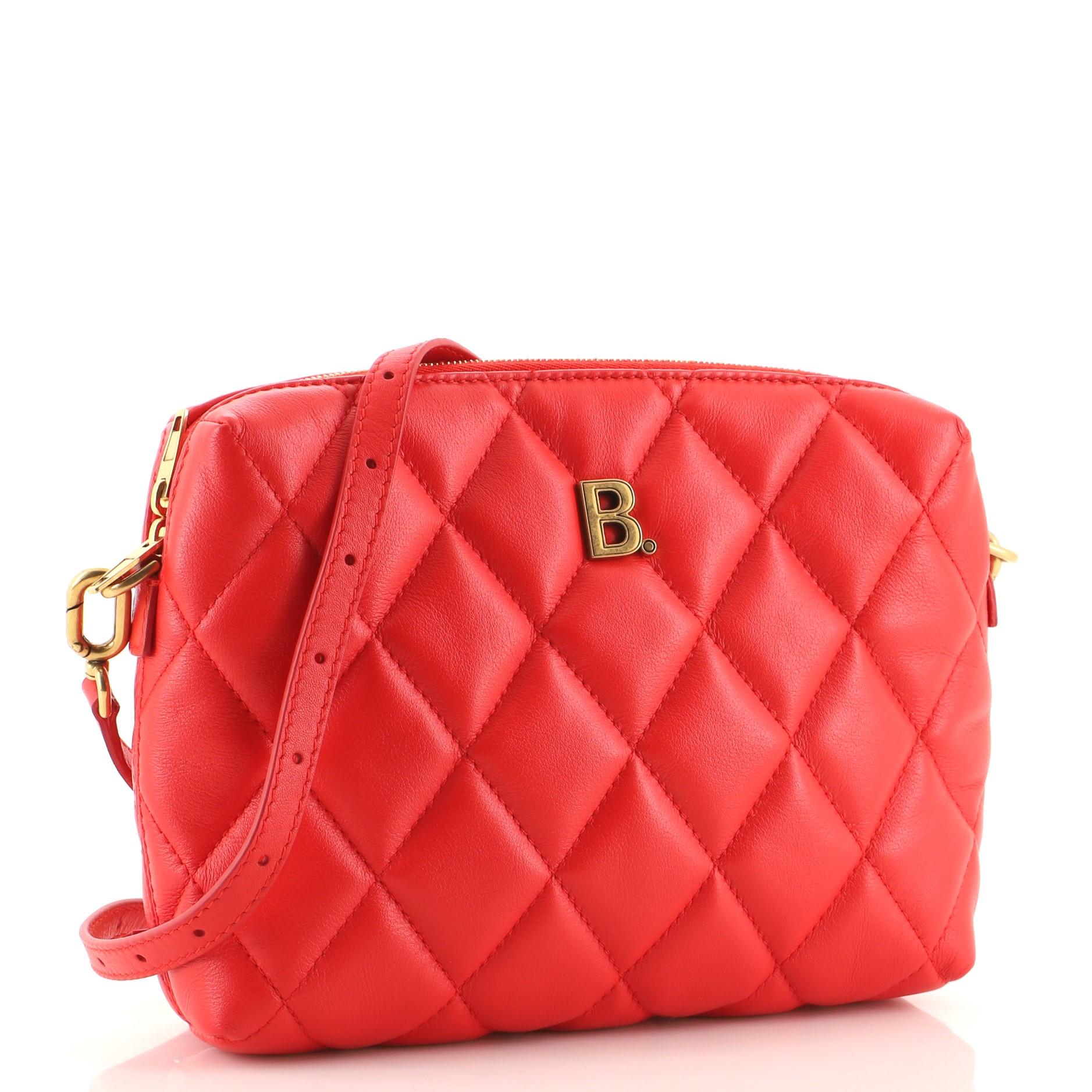 Red Balenciaga Touch B. Camera Bag Quilted Leather