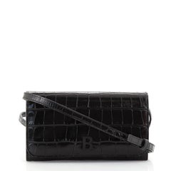 Balenciaga Touch B. Crossbody Bag Crocodile Embossed Leather Mini