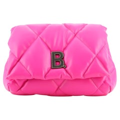 Used Balenciaga Touch Clutch Quilted Puffy Leather Small
