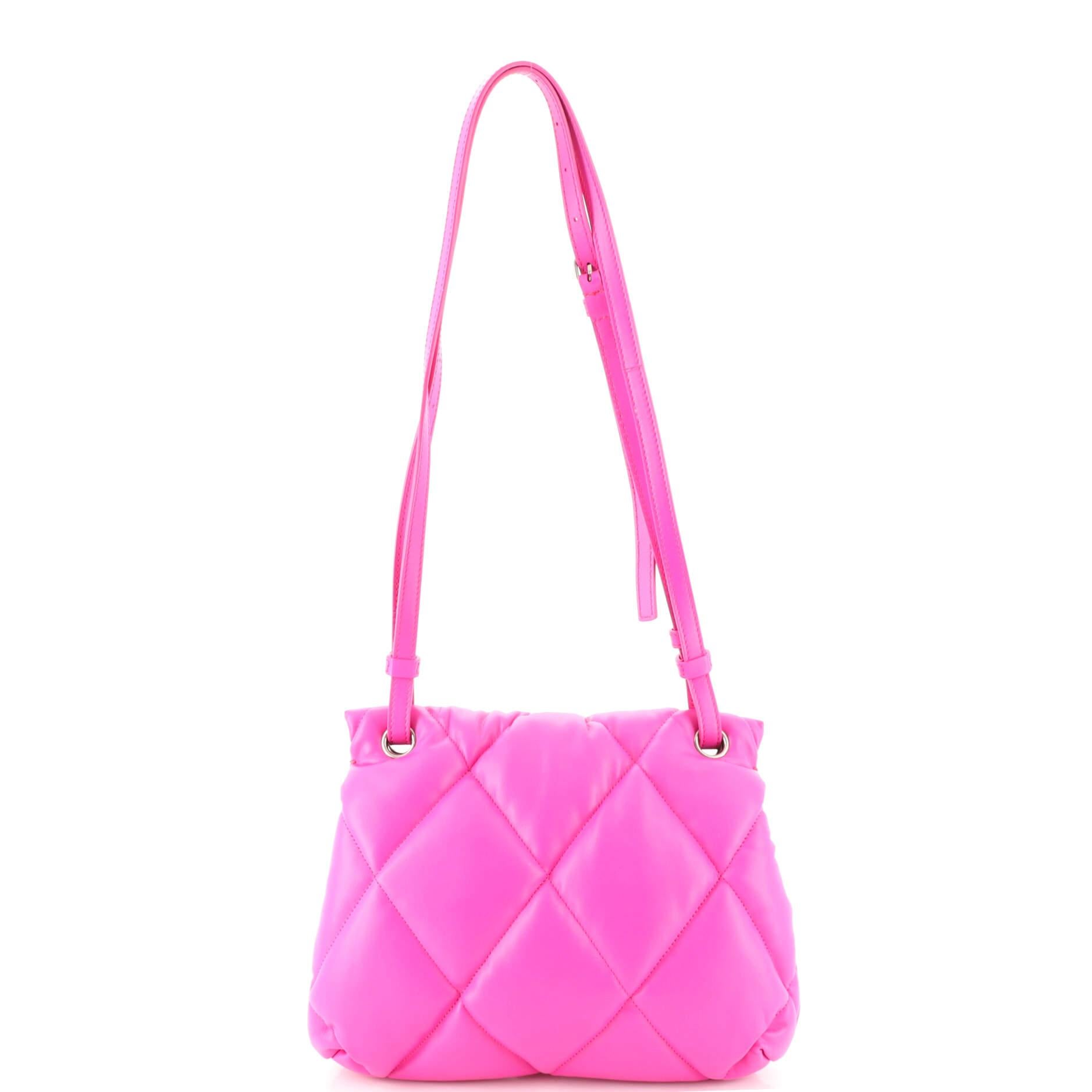 Pink Balenciaga Touch Shoulder Bag Quilted Puffy Leather Medium