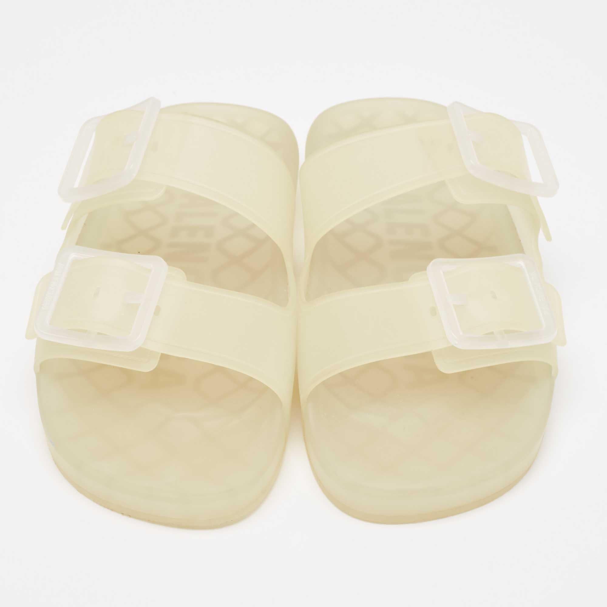 Beige Balenciaga Transparent Rubber Flat Slides Size 43
