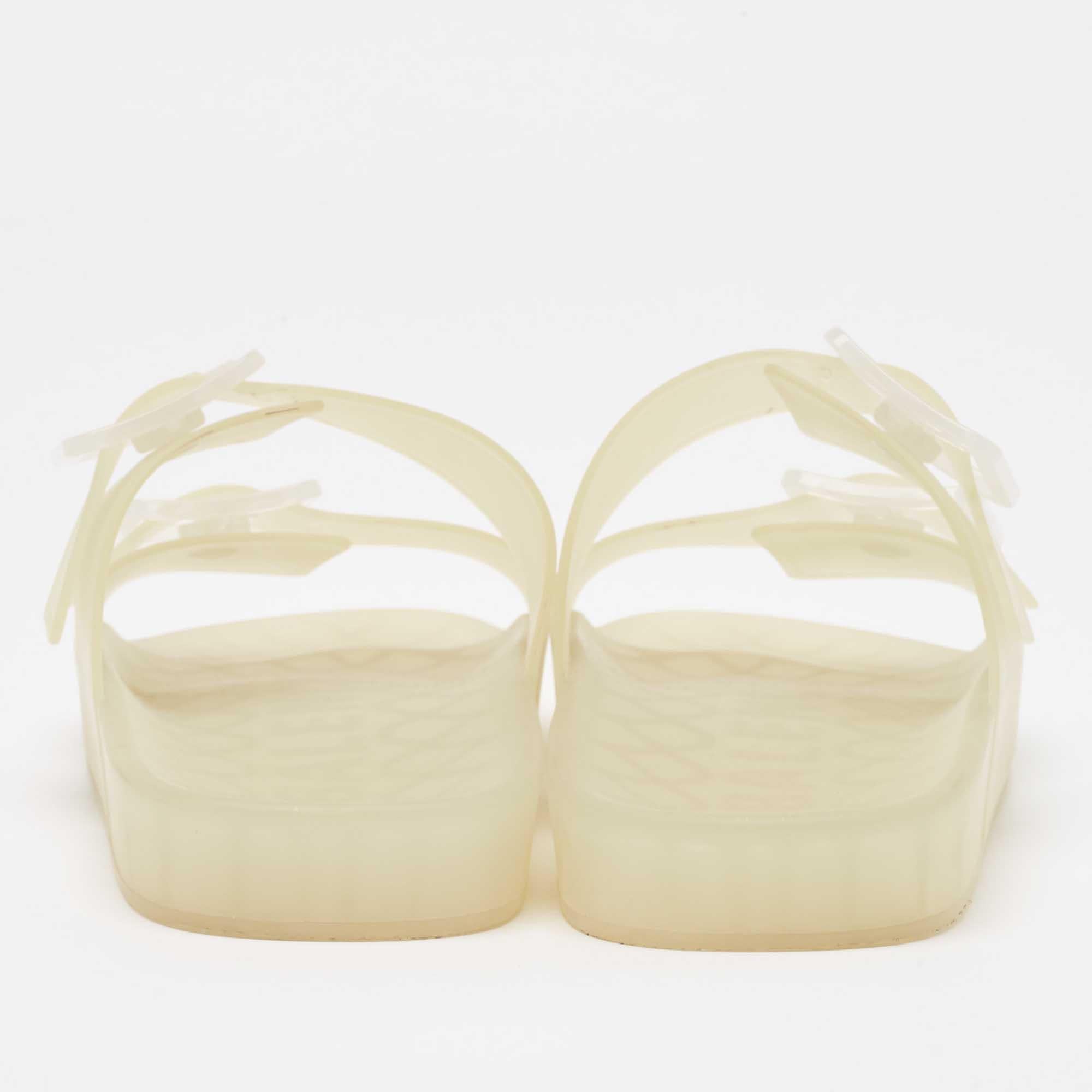 Men's Balenciaga Transparent Rubber Flat Slides Size 43