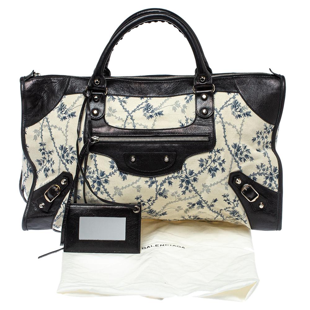 Balenciaga Tri Color Floral Print Canvas and Leather RH Work Tote 7
