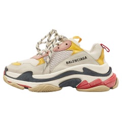 Balenciaga Tri Color Leather and Mesh Triple S Sneakers Size 37