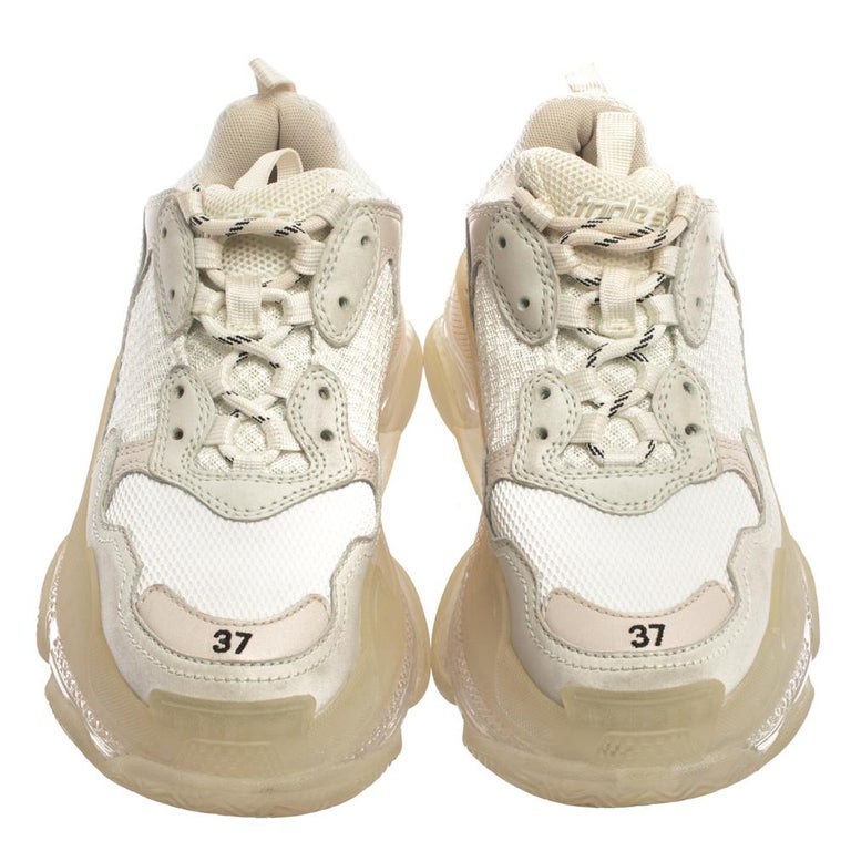 Balenciaga Tri Color Leather and Mesh Triple S Trainer Sneakers Size 37