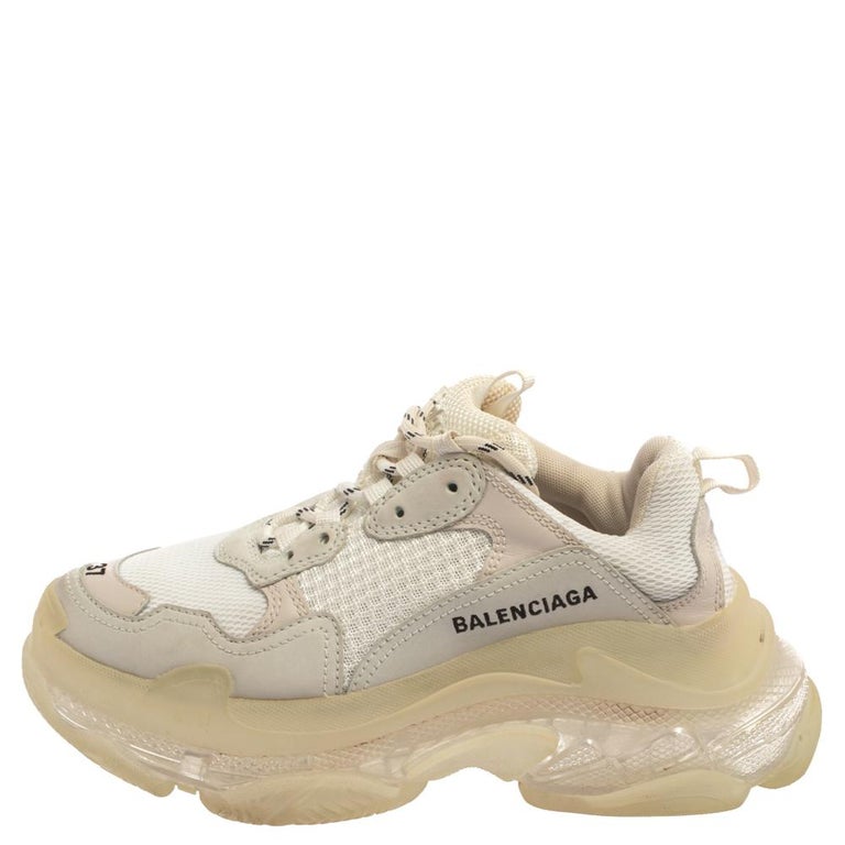 Balenciaga Tri Color Leather and Mesh Triple S Trainer Sneakers Size 37 For  Sale at 1stDibs