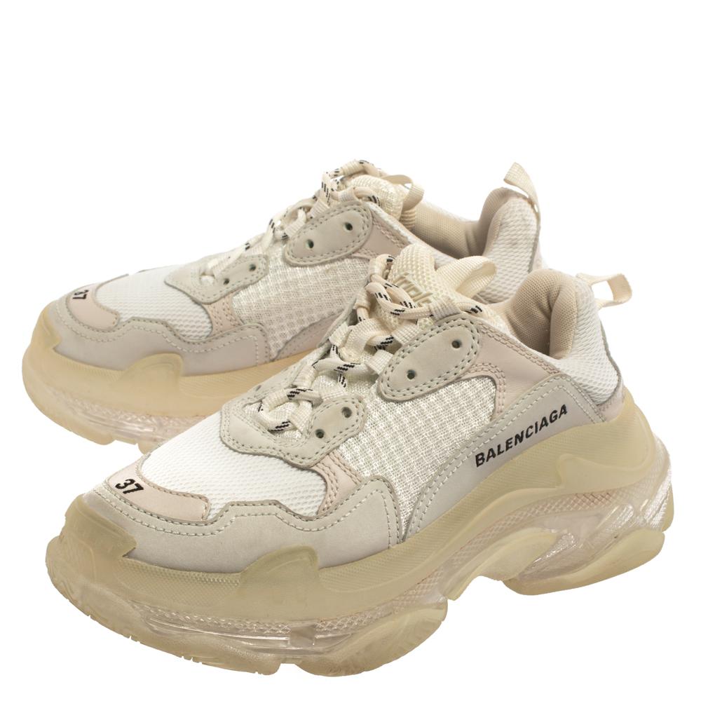 Balenciaga Tri Color Leather and Mesh Triple S Trainer Sneakers Size 37 1