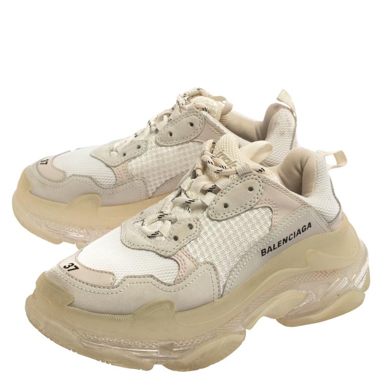 Propuesta novedad Hazme Balenciaga Tri Color Leather and Mesh Triple S Trainer Sneakers Size 37 For  Sale at 1stDibs