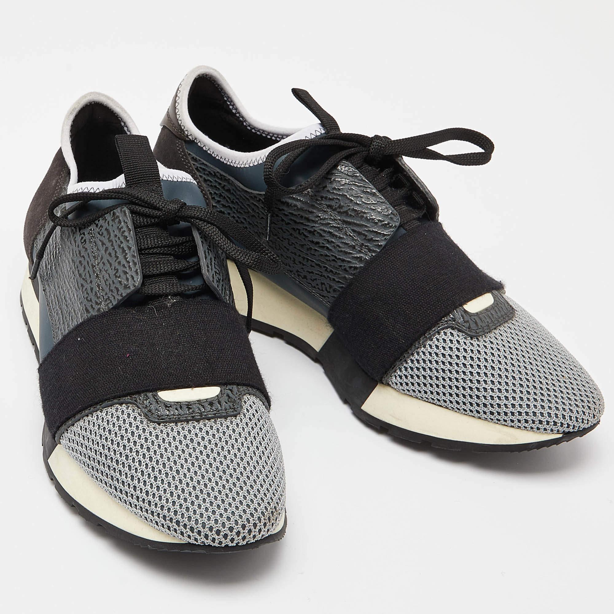 Baskets de course Balenciaga Tricolore en maille et daim et maille de cuir Taille 39 Bon état - En vente à Dubai, Al Qouz 2