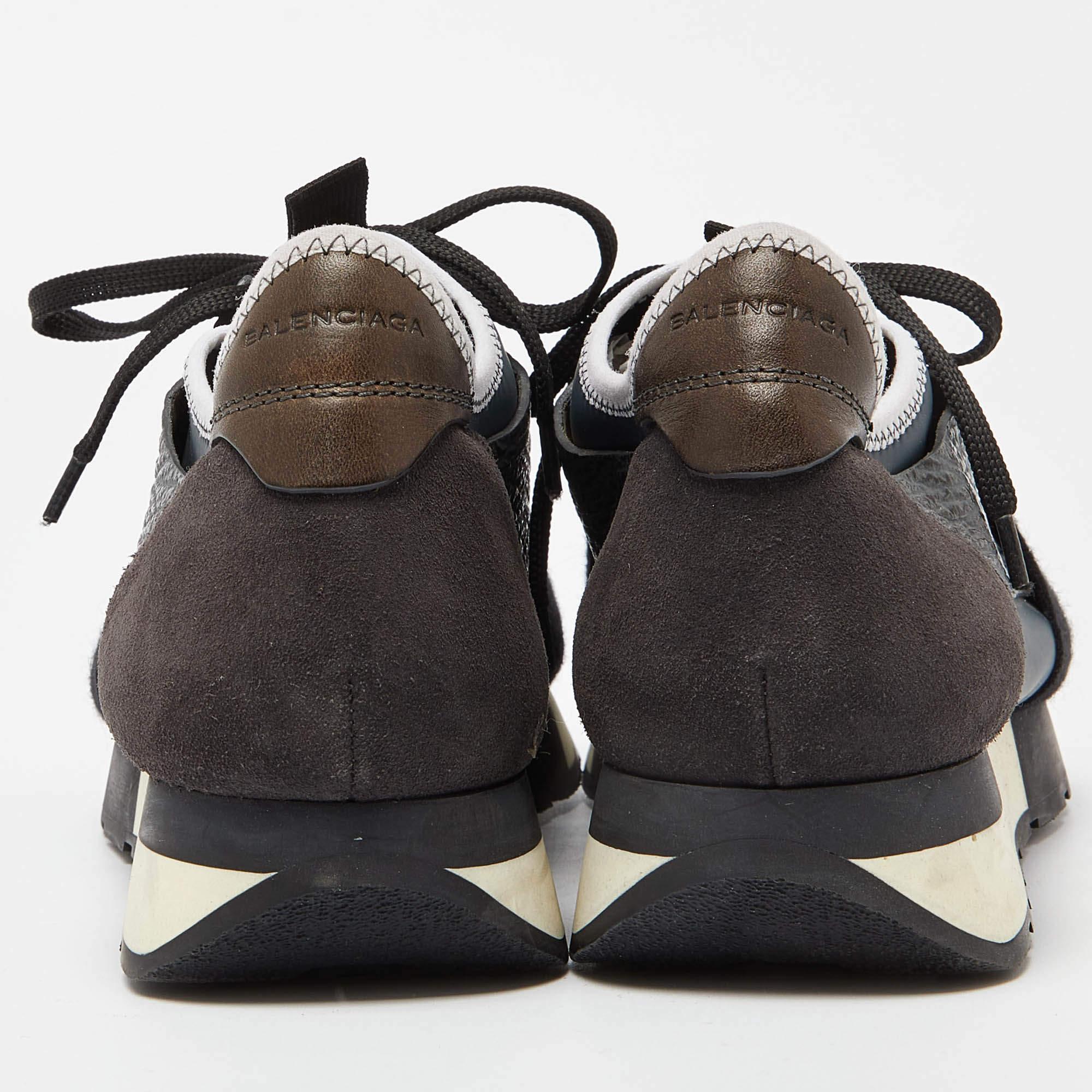 Baskets de course Balenciaga Tricolore en maille et daim et maille de cuir Taille 39 Pour femmes en vente