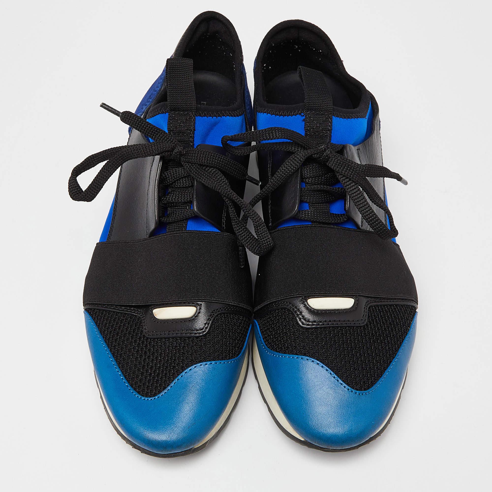 Balenciaga Tri Color Leather, Neoprene and Mesh Race Runner Sneakers Size 40 For Sale 1