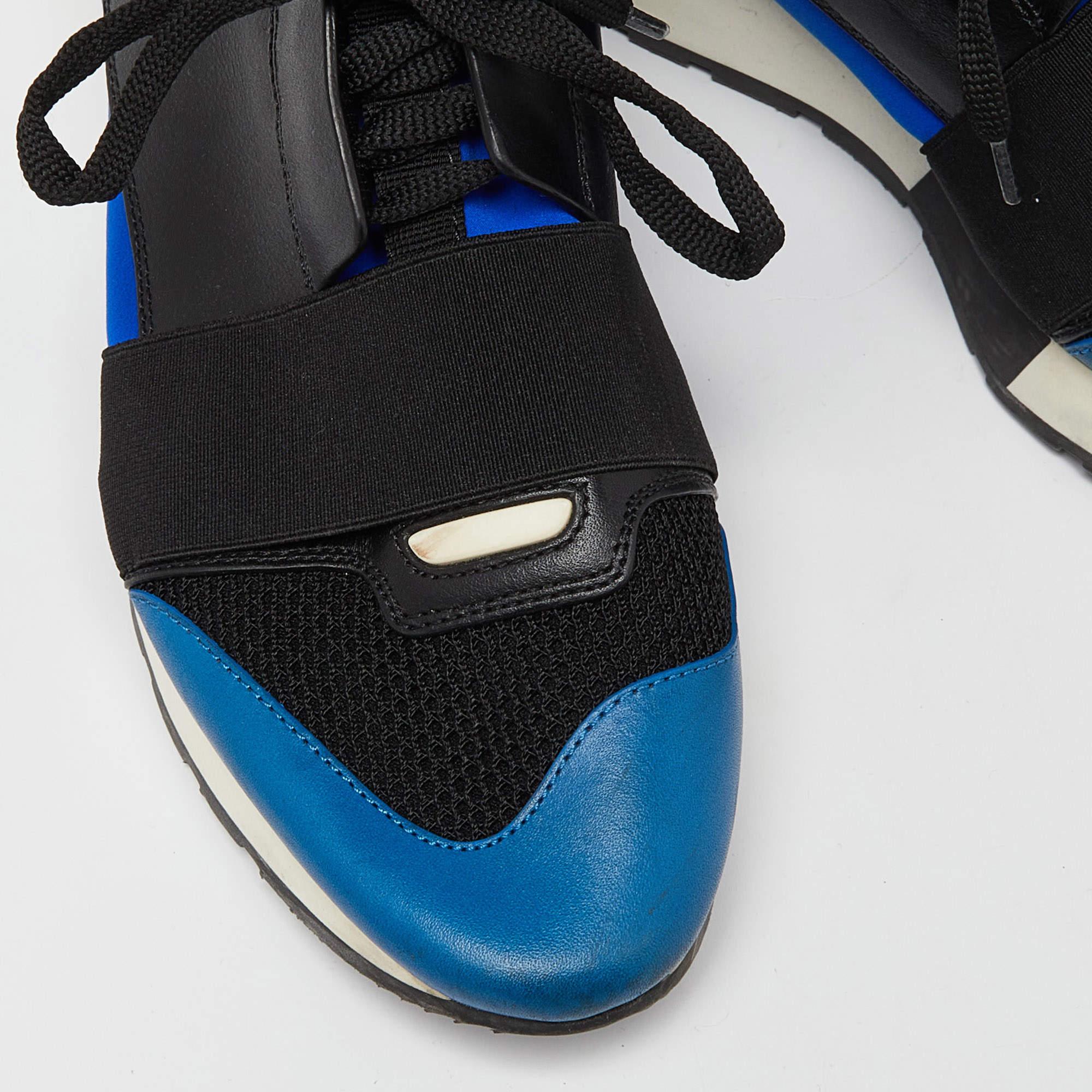 Balenciaga Tri Color Leather, Neoprene and Mesh Race Runner Sneakers Size 40 For Sale 2
