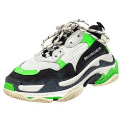 Balenciaga Tri Color Mesh And Leather Triple S Low Top Sneakers Size 37