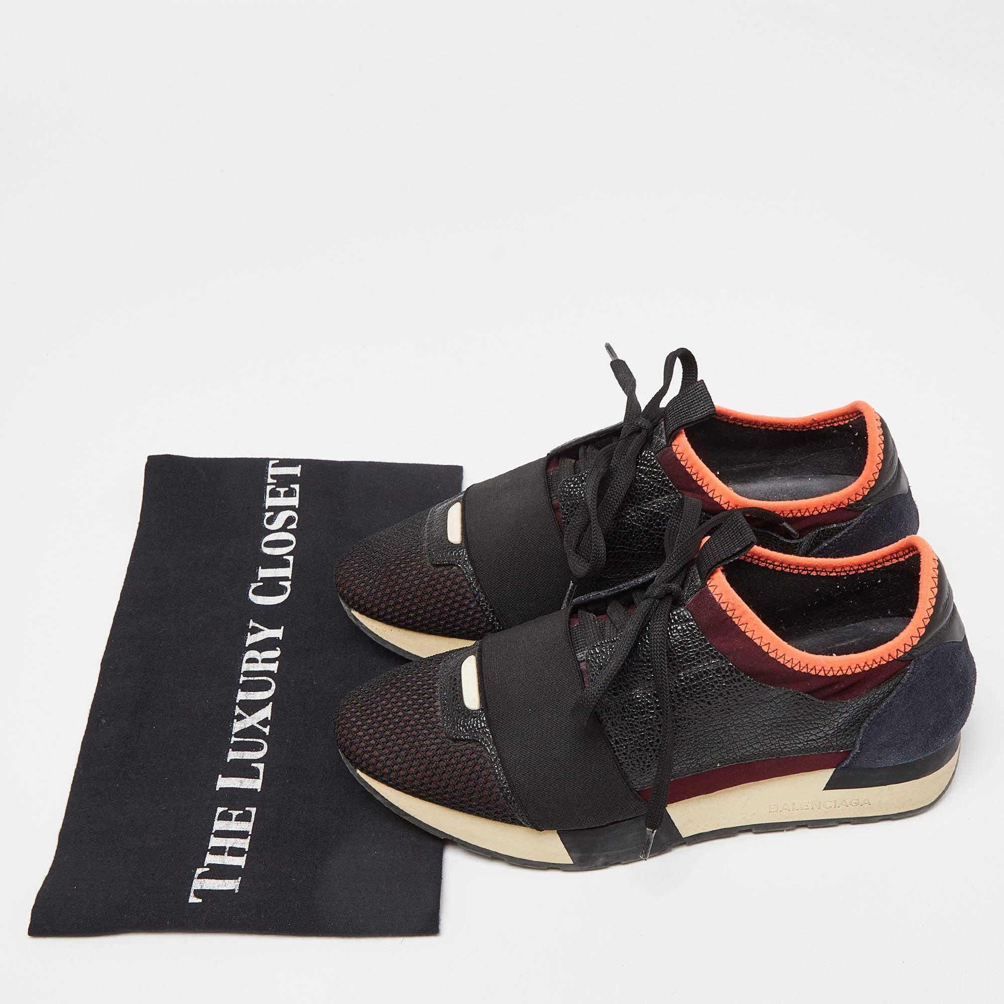 Baskets de course Balenciaga tricolores en daim et maille taille 36 en vente 4