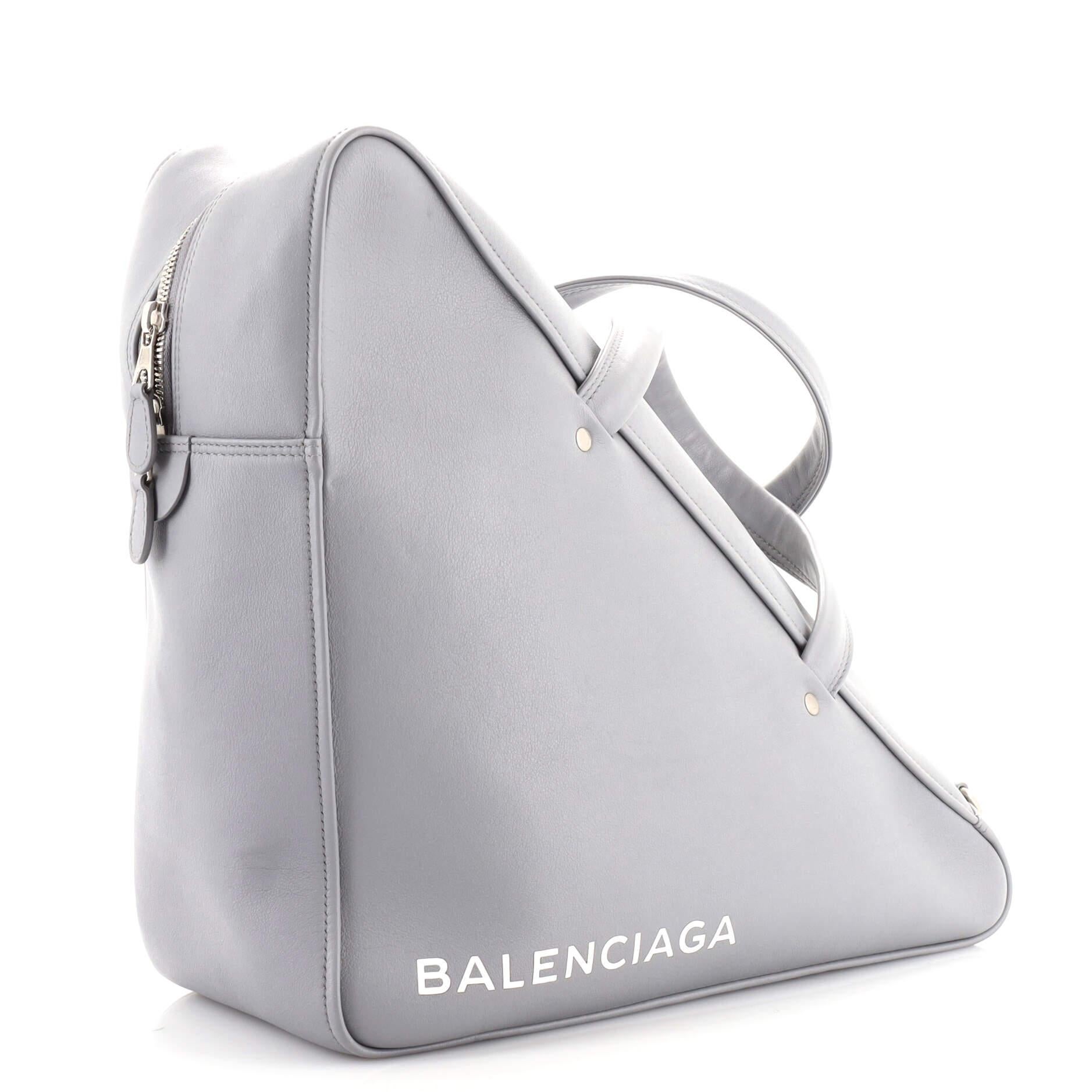 Gray Balenciaga Triangle Duffle Bag Leather Medium