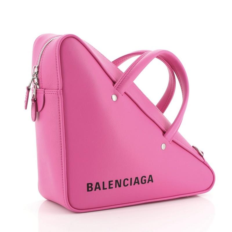Pink Balenciaga Triangle Duffle Bag Leather Small