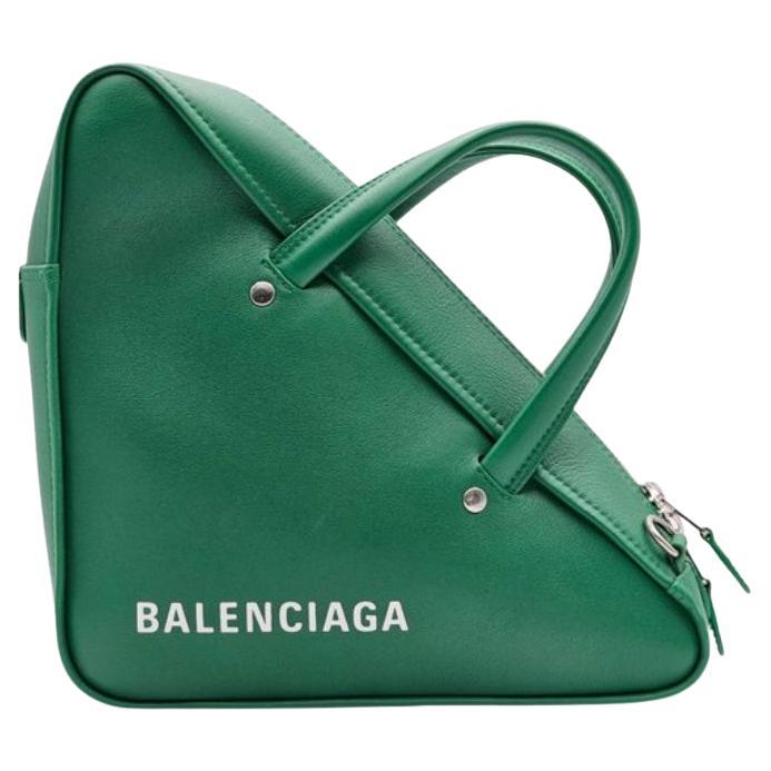 Balenciaga Triangle Leather Bag Green with 2 straps For Sale