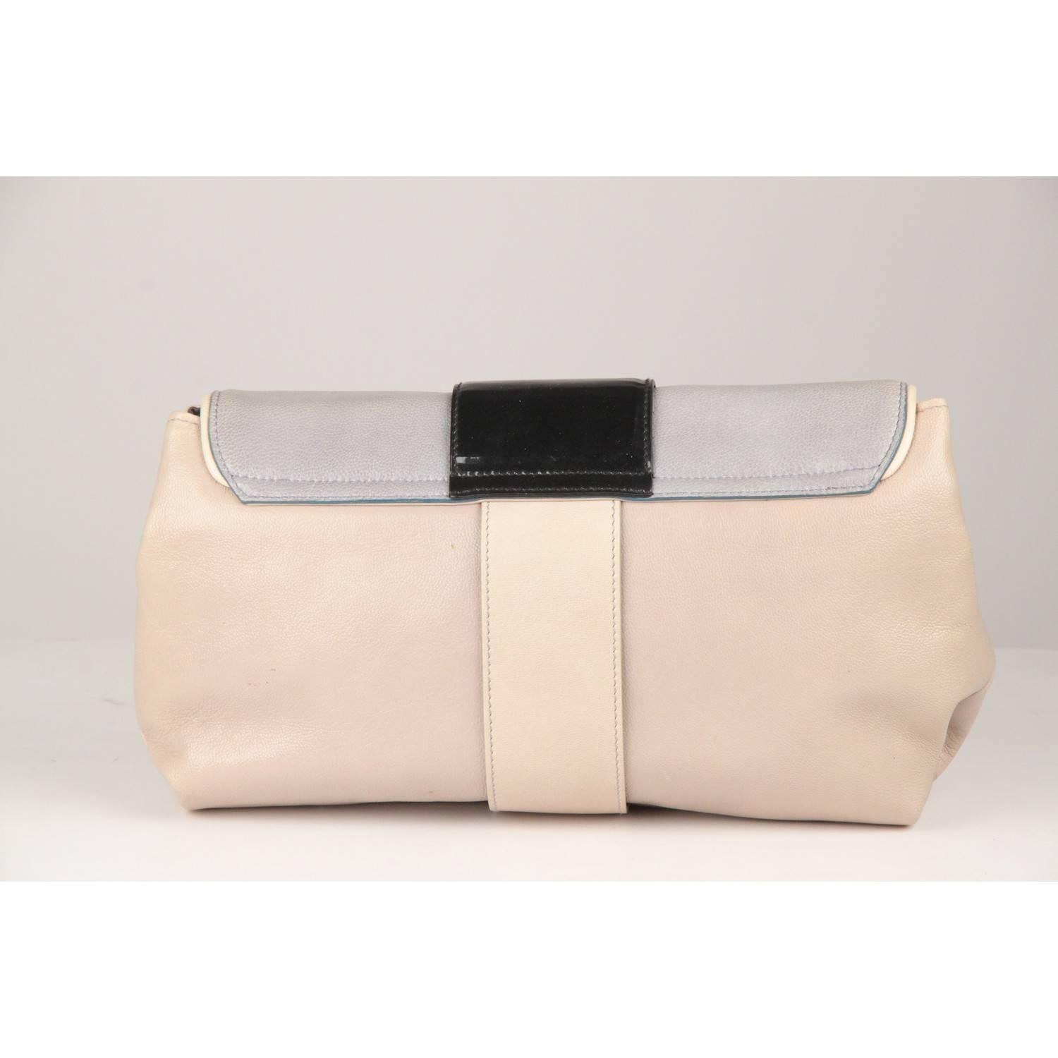 Beige Balenciaga Tricolor Gray Leather Cherche Midi Clutch Bag Handbag