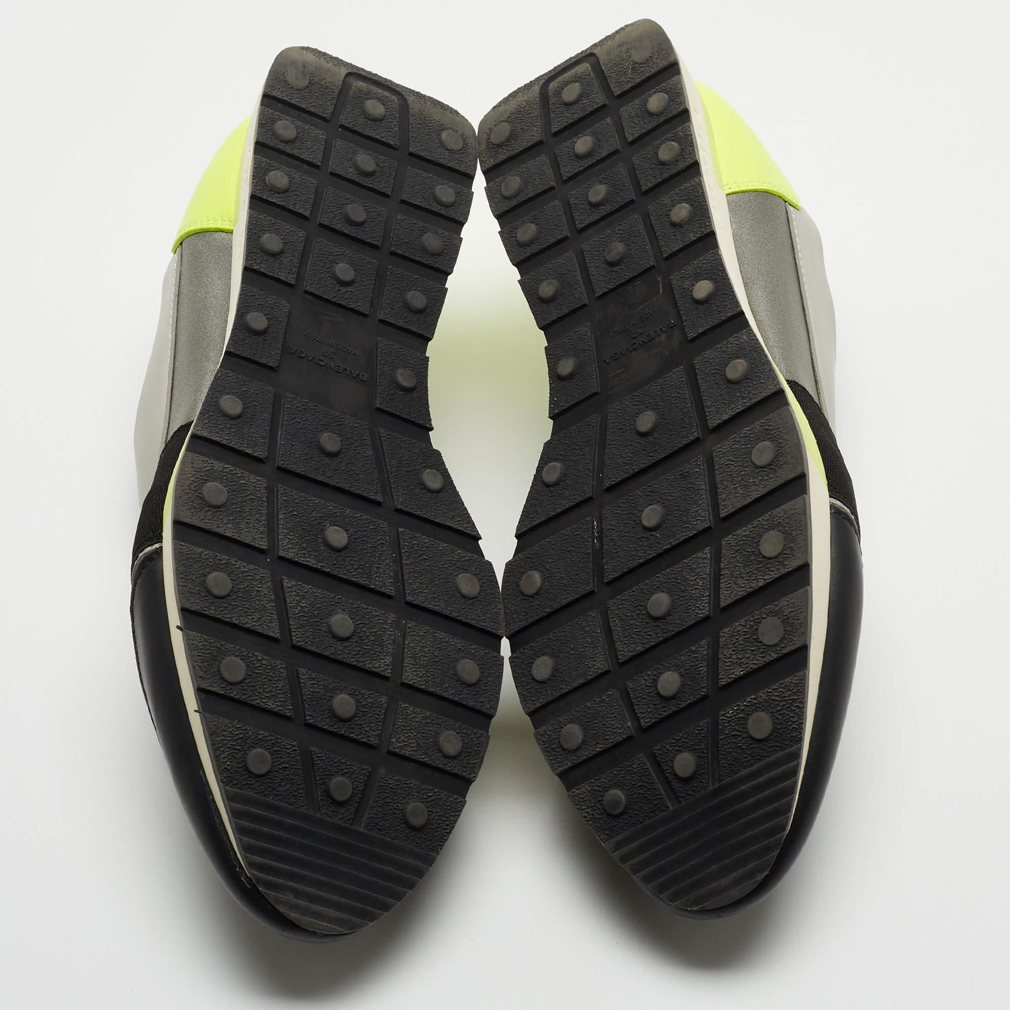 Balenciaga Tricolor Leather and Fabric Race Runner Low Top Sneakers For Sale 2