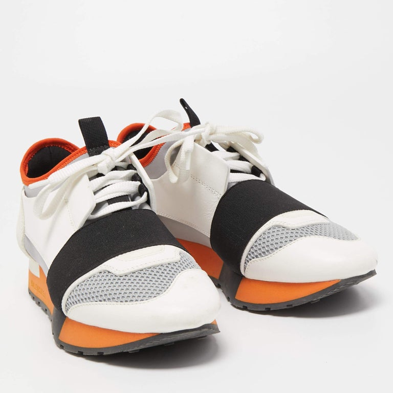 Balenciaga Tricolor Leather and Mesh Race Runner Sneakers Size 36 For Sale  at 1stDibs | tricolor leather racing